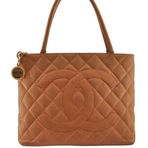 Chanel Medallion Tote Caviar Leather Caramel Color